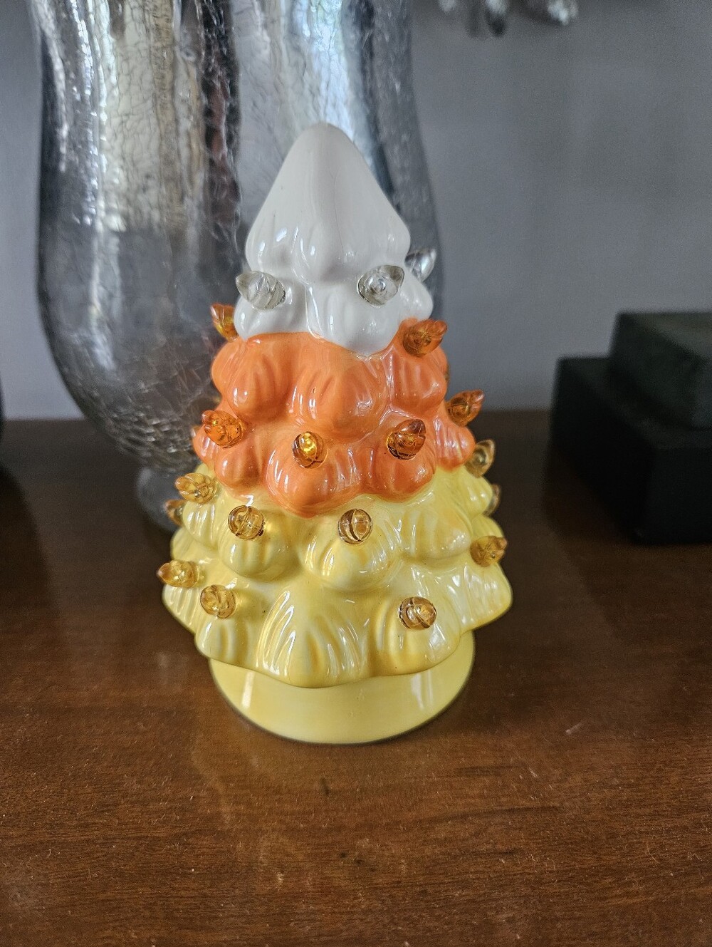 Ceramic Orange & Yellow Holiday Tree Accent - Unbranded